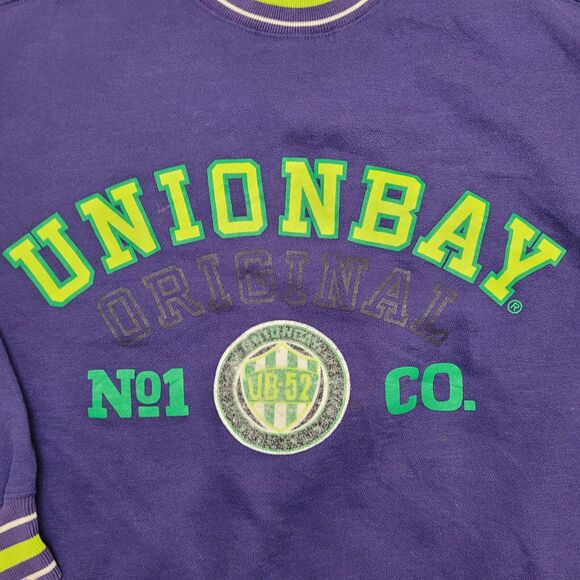 Vintage 90s UNIONBAY Ringer Sweatshirt Small 23x22 Blue - Picture 11 of 14
